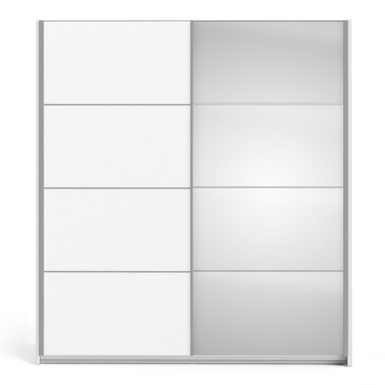 Tall White 2 Door Sliding Mirrored Wardrobe - Verona