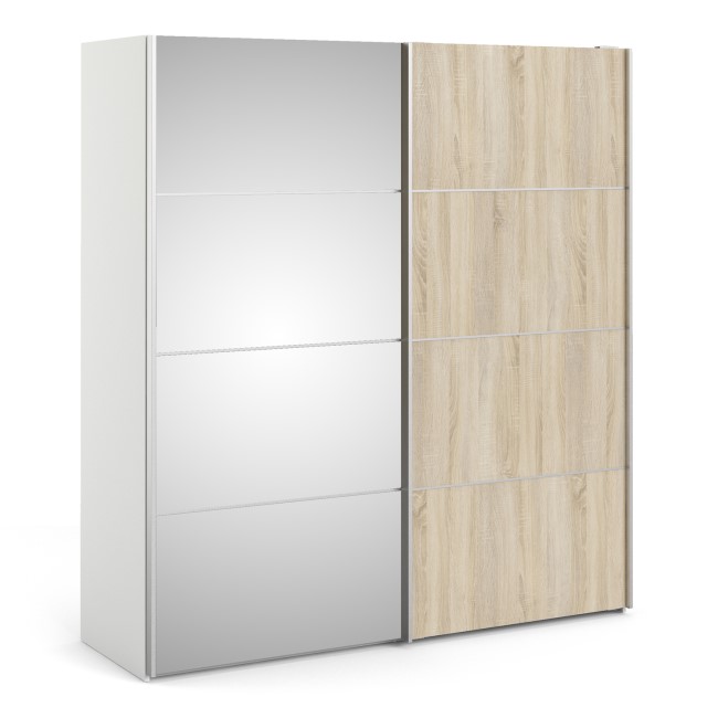 Tall Oak 2 Door Sliding Mirrored Wardrobe - Verona