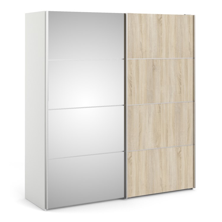 Tall Oak 2 Door Sliding Mirrored Wardrobe - Verona