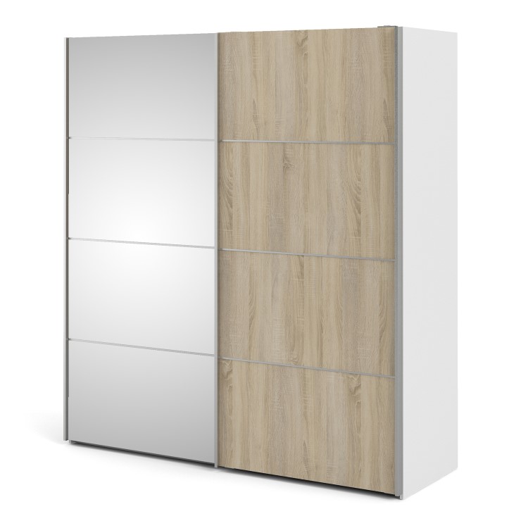 Tall Oak 2 Door Sliding Mirrored Wardrobe - Verona