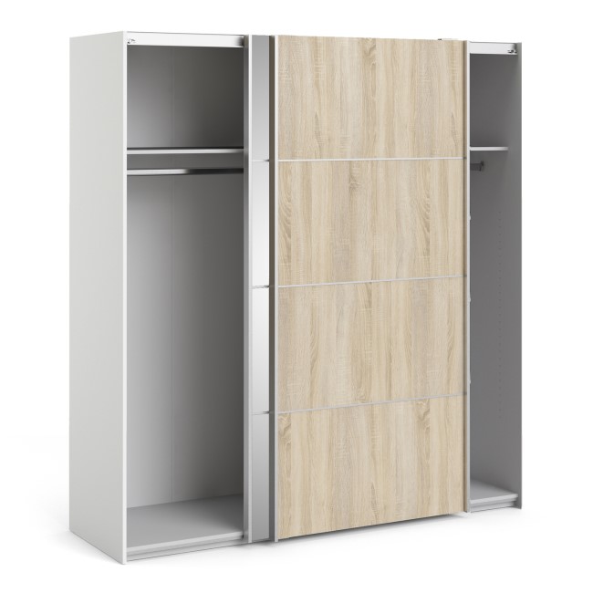 Tall Oak 2 Door Sliding Mirrored Wardrobe - Verona