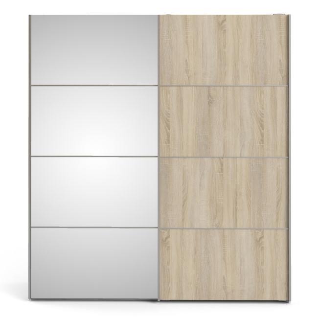 Tall Oak 2 Door Sliding Mirrored Wardrobe - Verona