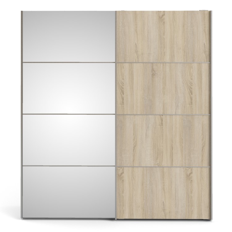 Tall Oak 2 Door Sliding Mirrored Wardrobe - Verona