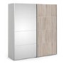 Verona Truffle Oak White and Mirror 2 Door Sliding Wardrobe - 180cm