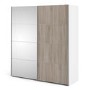 Verona Truffle Oak White and Mirror 2 Door Sliding Wardrobe - 180cm