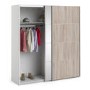 Verona Truffle Oak White and Mirror 2 Door Sliding Wardrobe - 180cm