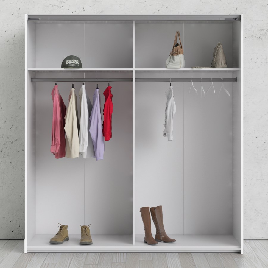 Verona Truffle Oak White and Mirror 2 Door Sliding Wardrobe - 180cm