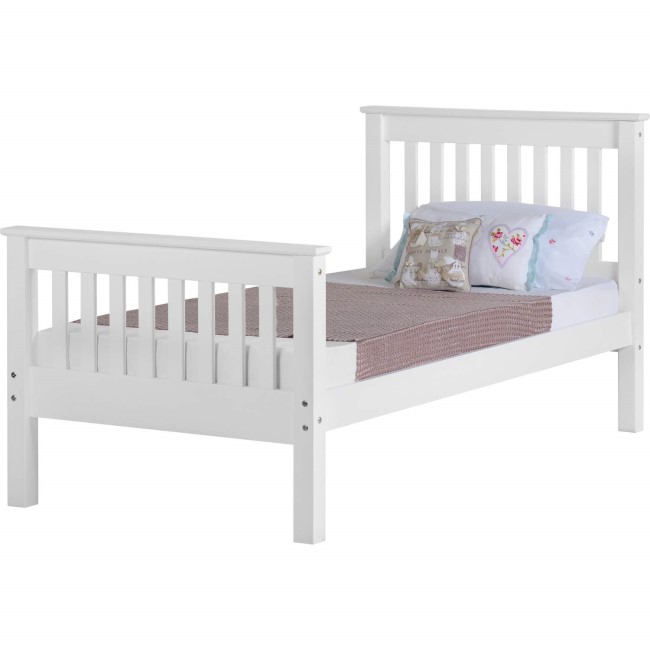 GRADE A1 - Seconique Monaco Single Bed Frame in White with High Foot End