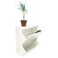 Billi Mia 2 Tier Shoe Cabinet in White - 12 Pairs 