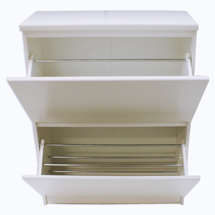 Billi Mia 2 Tier Shoe Cabinet in White - 12 Pairs 
