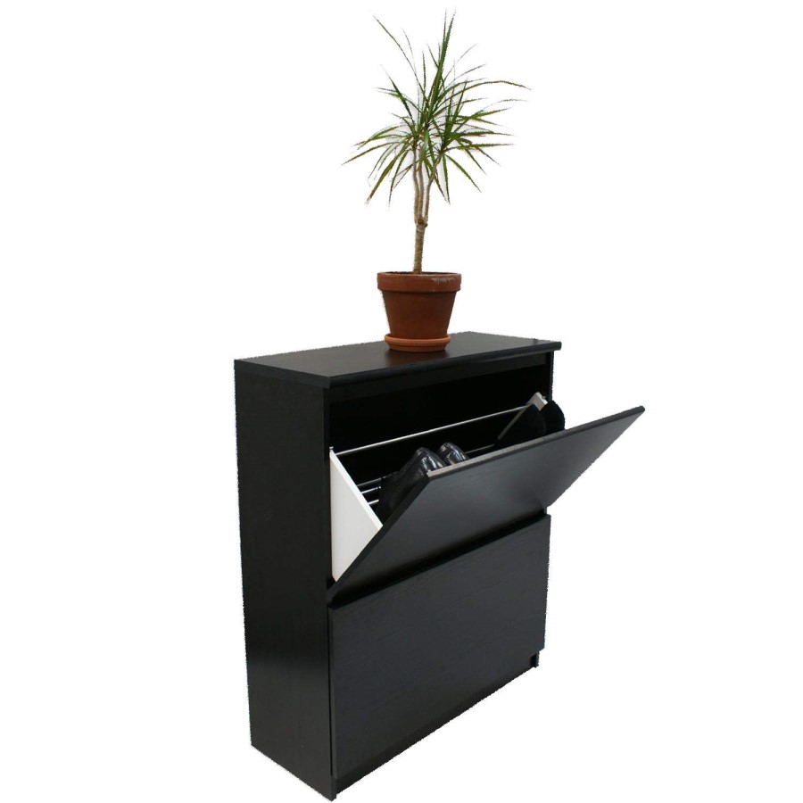 Billi Mia 2 Tier Shoe Cabinet in Black - 12 Pairs