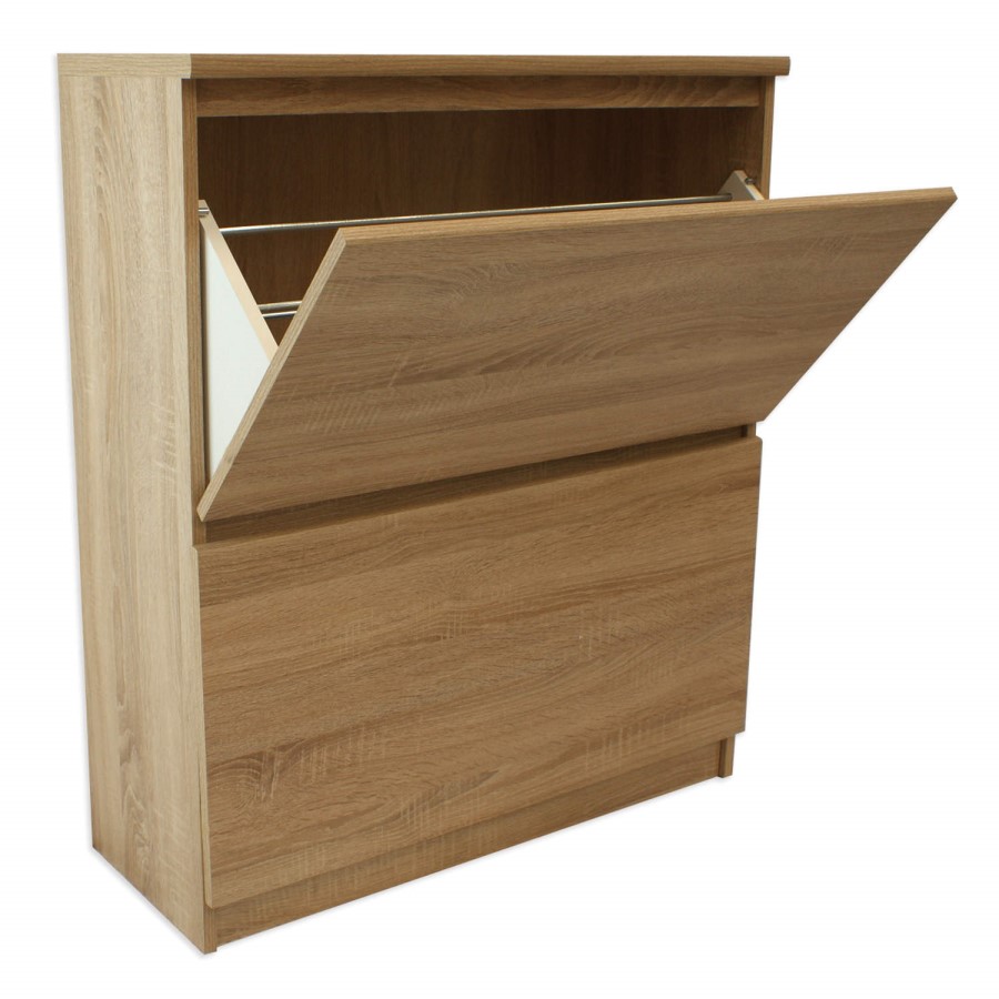 Billi Mia 2 Tier Shoe Cabinet in Oak  -12 Pairs