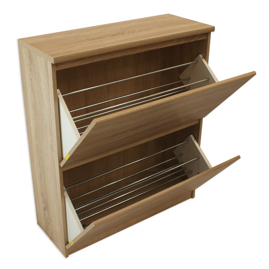 Billi Mia 2 Tier Shoe Cabinet in Oak  -12 Pairs