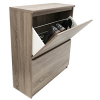 Billi Mia 2 Tier Shoe Cabinet in Truffle - 12 Pairs 