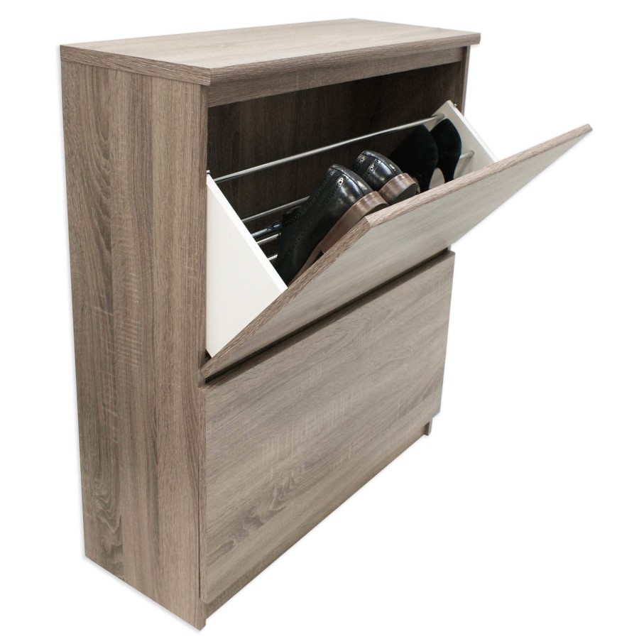 Billi Mia 2 Tier Shoe Cabinet in Truffle - 12 Pairs 