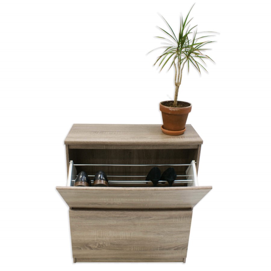 Billi Mia 2 Tier Shoe Cabinet in Truffle - 12 Pairs 