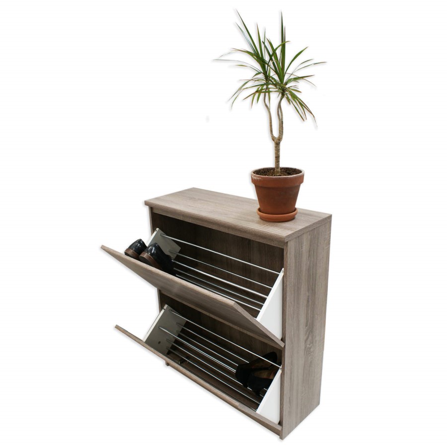 Billi Mia 2 Tier Shoe Cabinet in Truffle - 12 Pairs 