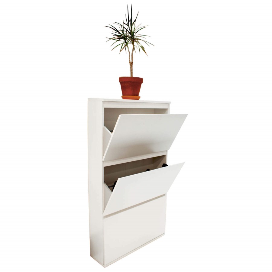 Billi Nina 3 Tier Shoe Cabinet in White - 9 Pairs 