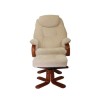 Hong Kong Chenille Fabric Swivel Recliner &amp; Footstool in Beige