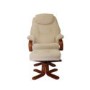 Hong Kong Chenille Fabric Swivel Recliner & Footstool in Beige