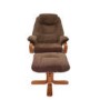 Hong Kong Chenille Fabric Swivel Recliner & Footstool in Chocolate