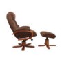 Hong Kong Chenille Fabric Swivel Recliner & Footstool in Chocolate