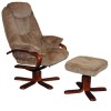 Hong Kong Chenille Fabric Swivel Recliner &amp; Footstool in Mink