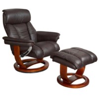 Mars Leather Swivel Recliner & Footstool in Chocolate