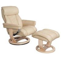 Mars Leather Swivel Recliner & Footstool in Cream