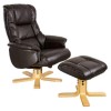 Shanghai Bonded Leather Swivel Recliner &amp; Footstool in Chocolate