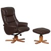 Shanghai Bonded Leather Swivel Recliner &amp; Footstool in Nut Brown