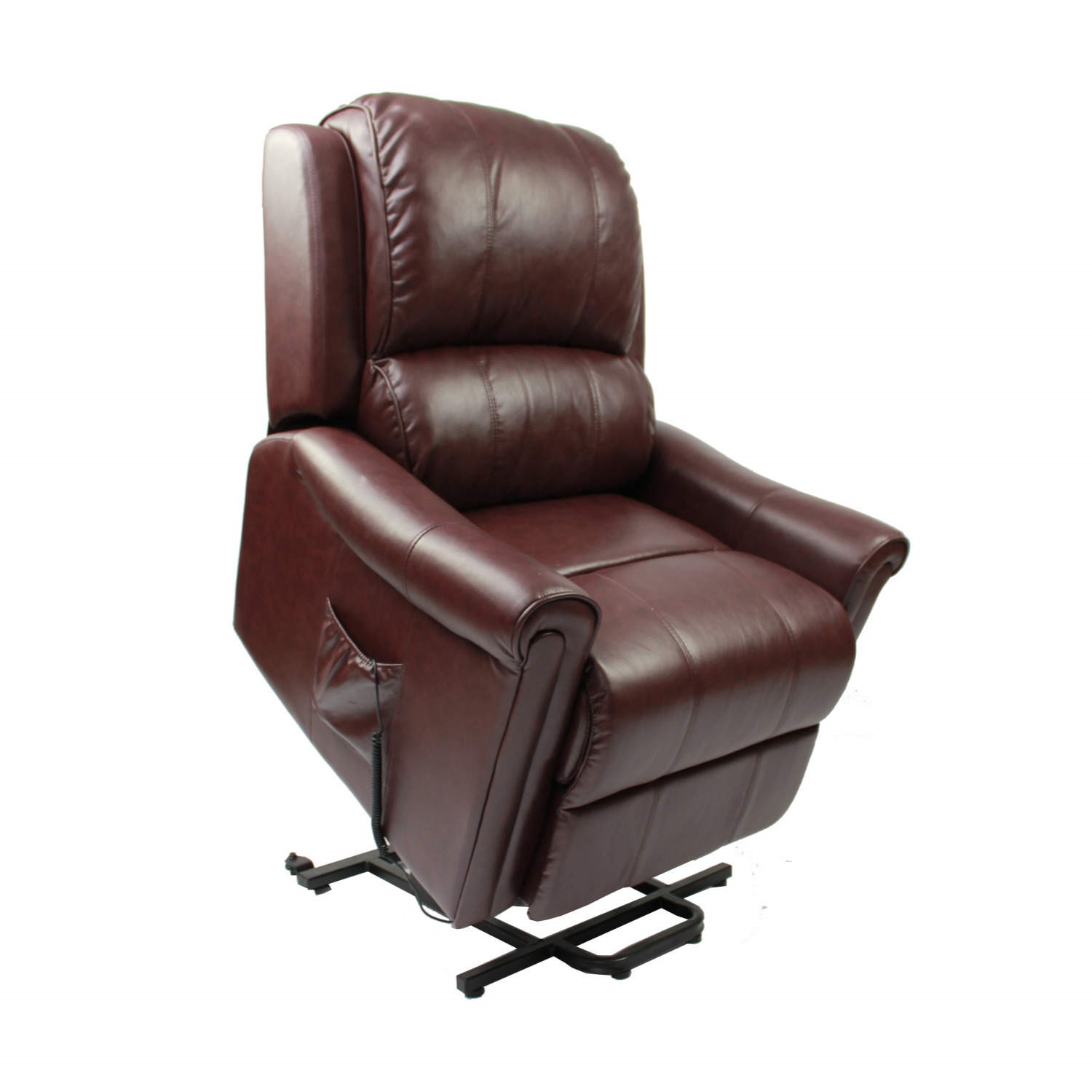 Global Furniture Alliance Becky Faux Leather Riser Recliner in Burgundy ...