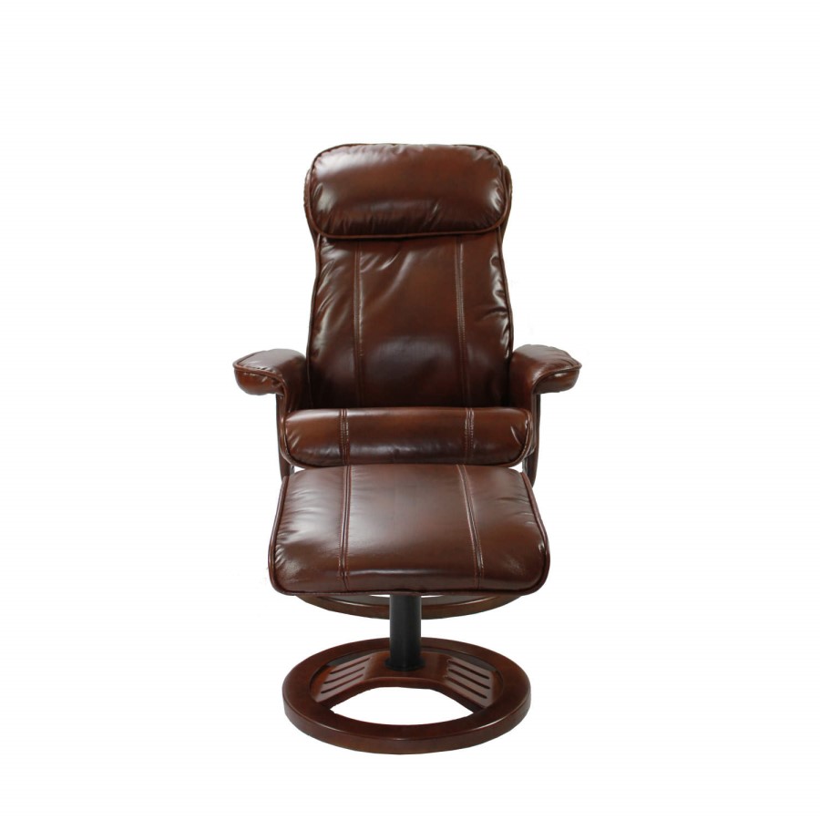 Global Furniture Alliance  Dublin Bonded Leather Swivel Recliner & Footstool in Cognac