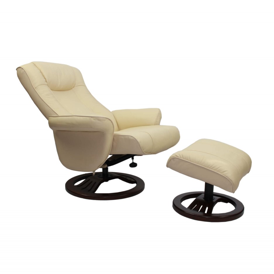 Global Furniture Alliance London Leather Swivel Recliner & Footstool in