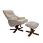 Shangri La Chenille Fabric Swivel Recliner & Footstool in Beige