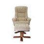 Shangri La Chenille Fabric Swivel Recliner & Footstool in Beige