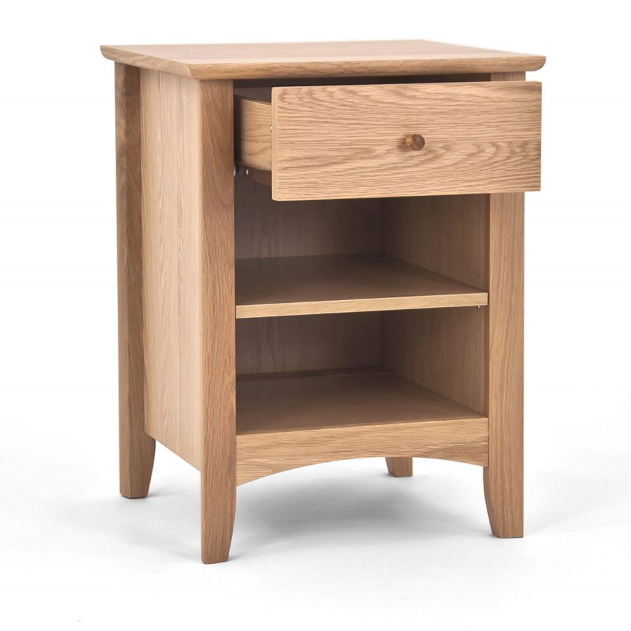 Bentley Designs Alba Hoxton Oak 1 Drawer Bedside Table