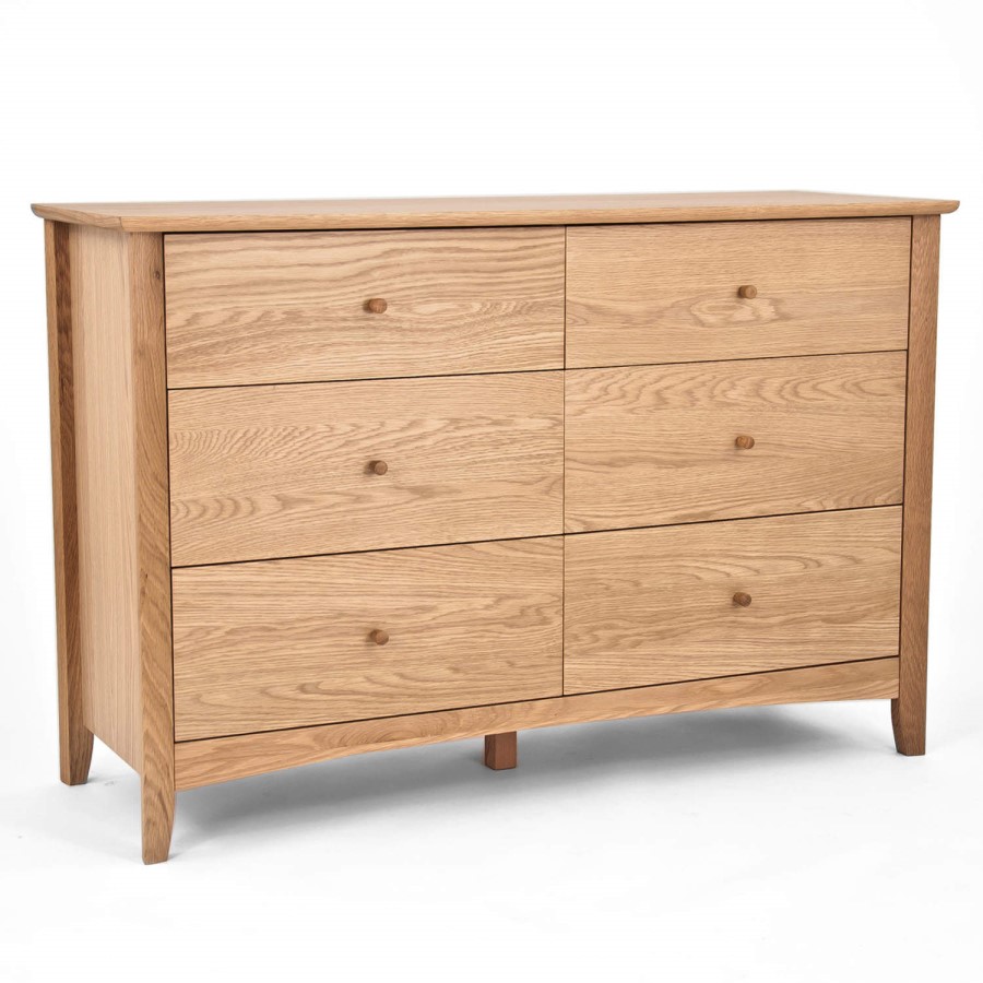 Bentley Designs Alba Hoxton Oak 6 Drawer Wide Chest of Drawers