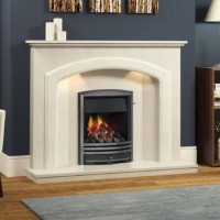 Be Modern Andorra Cream Marble Fireplace Surround with LED Lights - 52 inches
