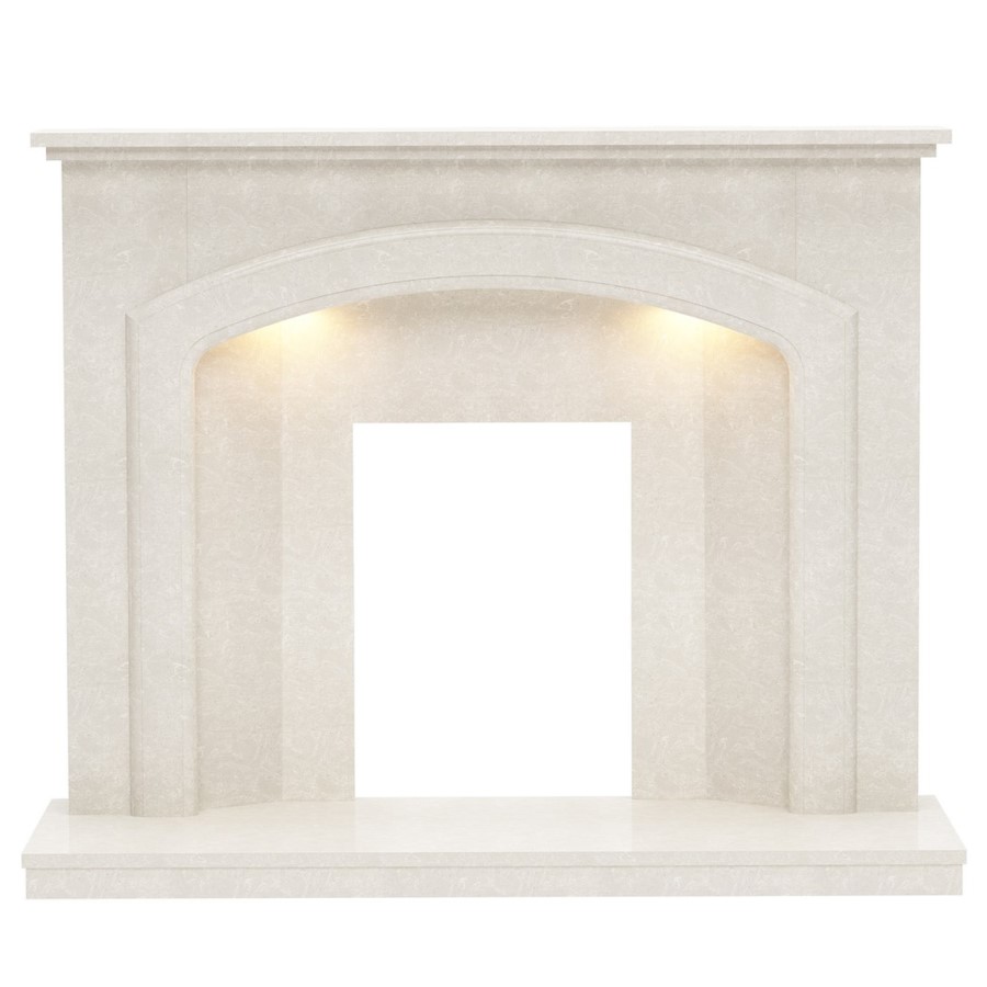 Be Modern Andorra Cream Marble Fireplace Surround with LED Lights - 52 inches