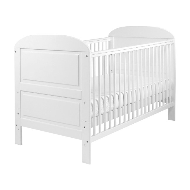 White Cot Bed with 3 Adjustable Heights - East Coast Angelica