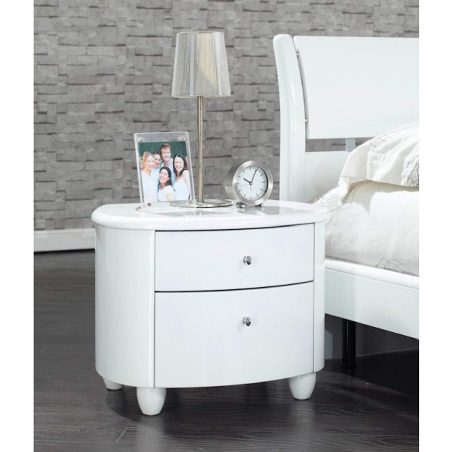 GRADE A3 - Birlea Furniture Aztec Nightstand in White High Gloss