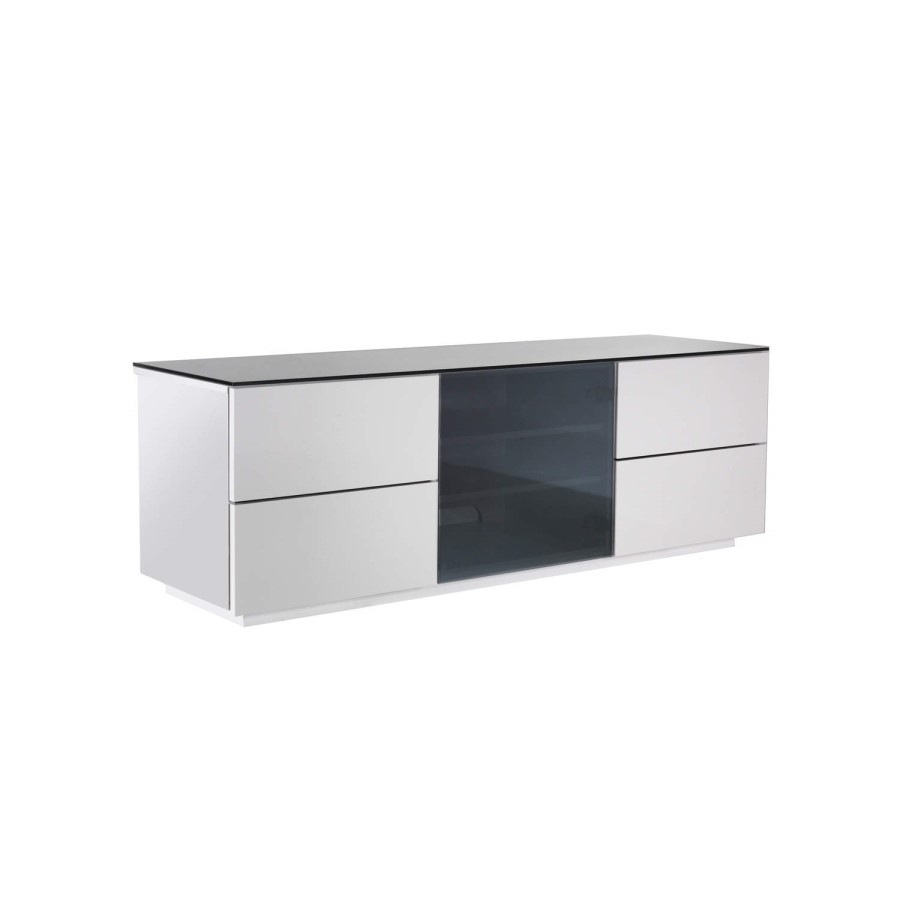 UKCF London Gloss White and Black TV Cabinet - Up to 60 Inch
