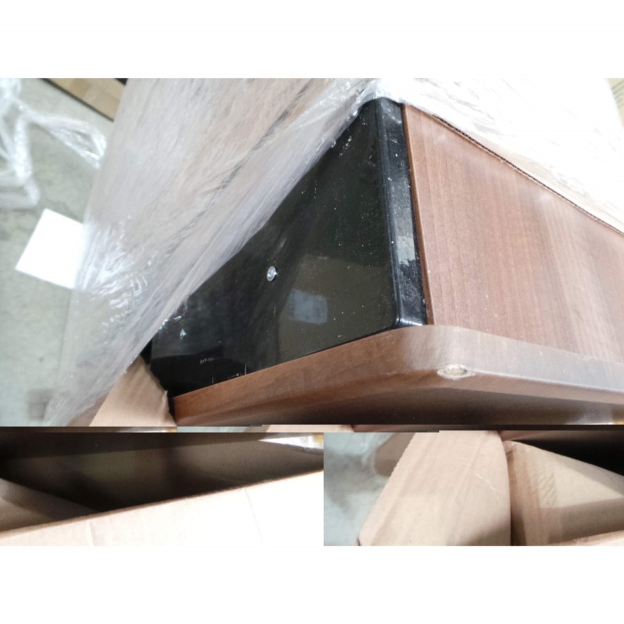 GRADE A2 - High Gloss Large Dressing Table in Walnut and Black