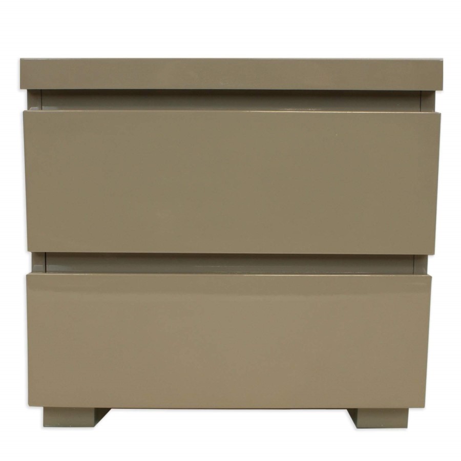 GRADE A1 -  LPD Puro High Gloss Bedside Table in Stone
