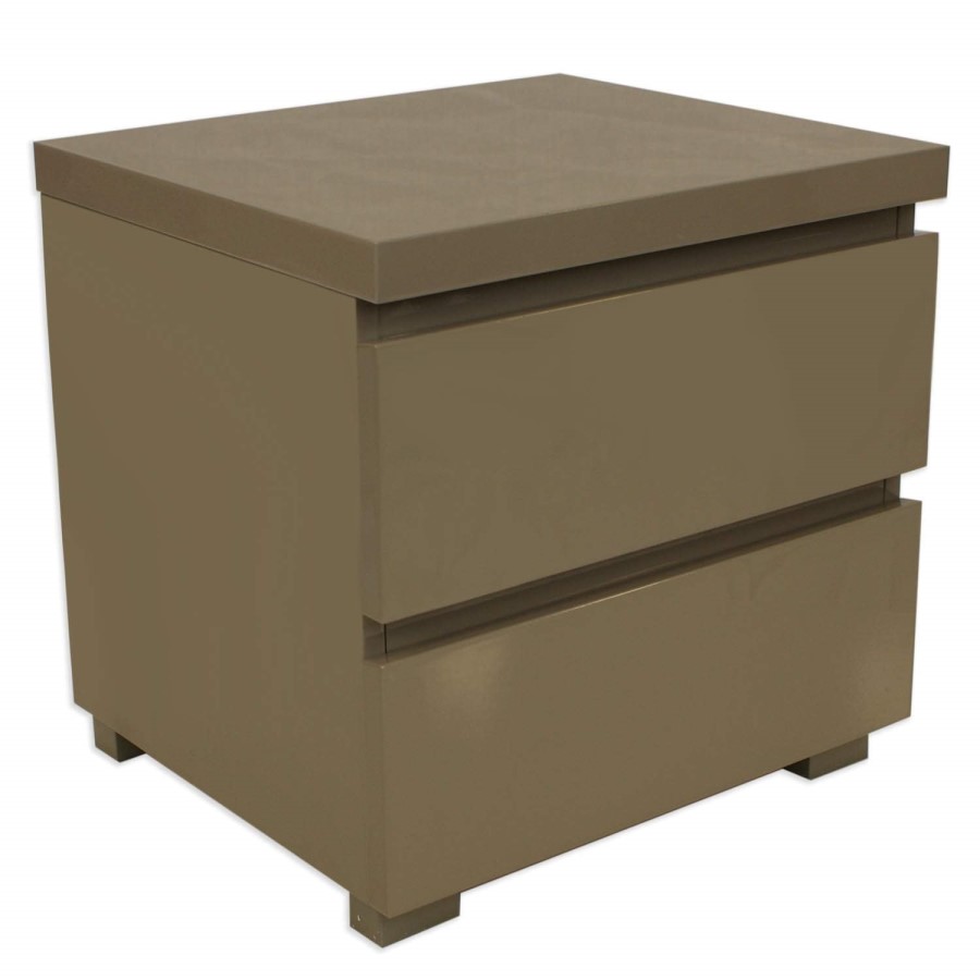 GRADE A1 -  LPD Puro High Gloss Bedside Table in Stone