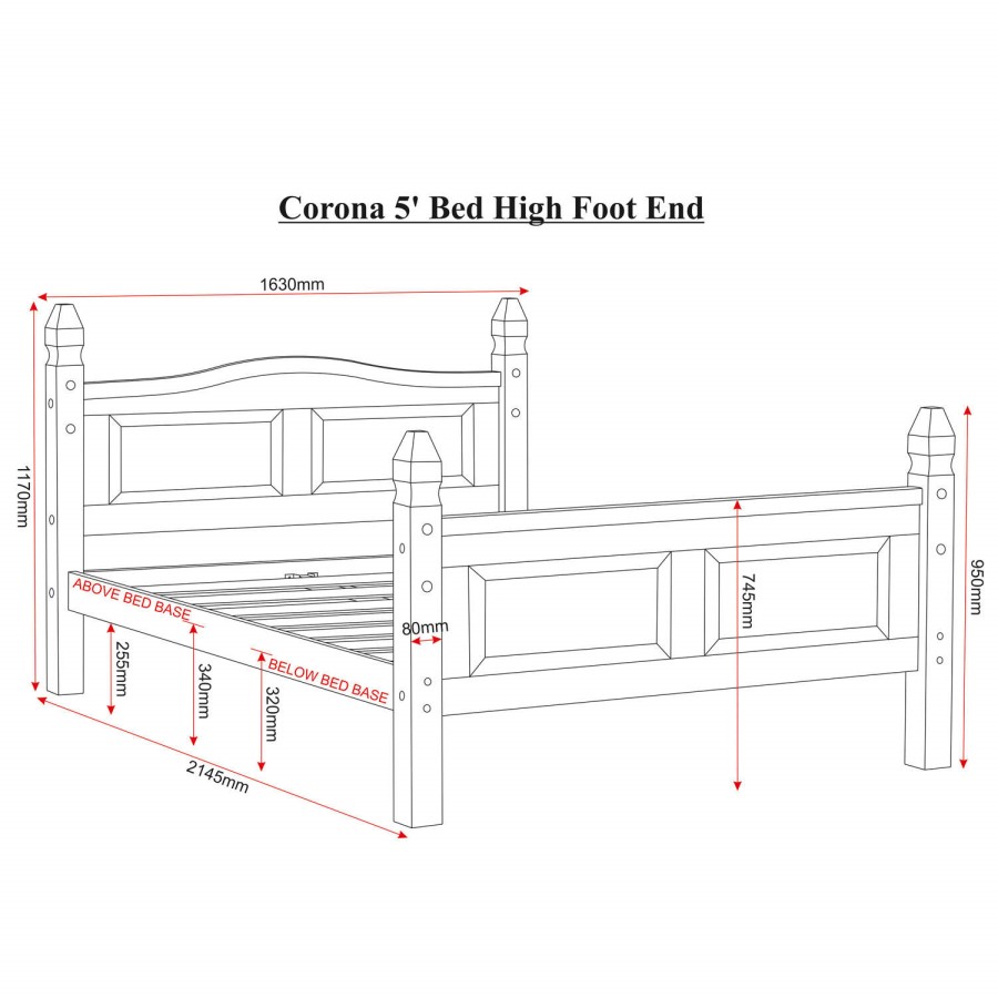 GRADE A1 - Seconique Original Corona Pine Mexican Bed - kingsize