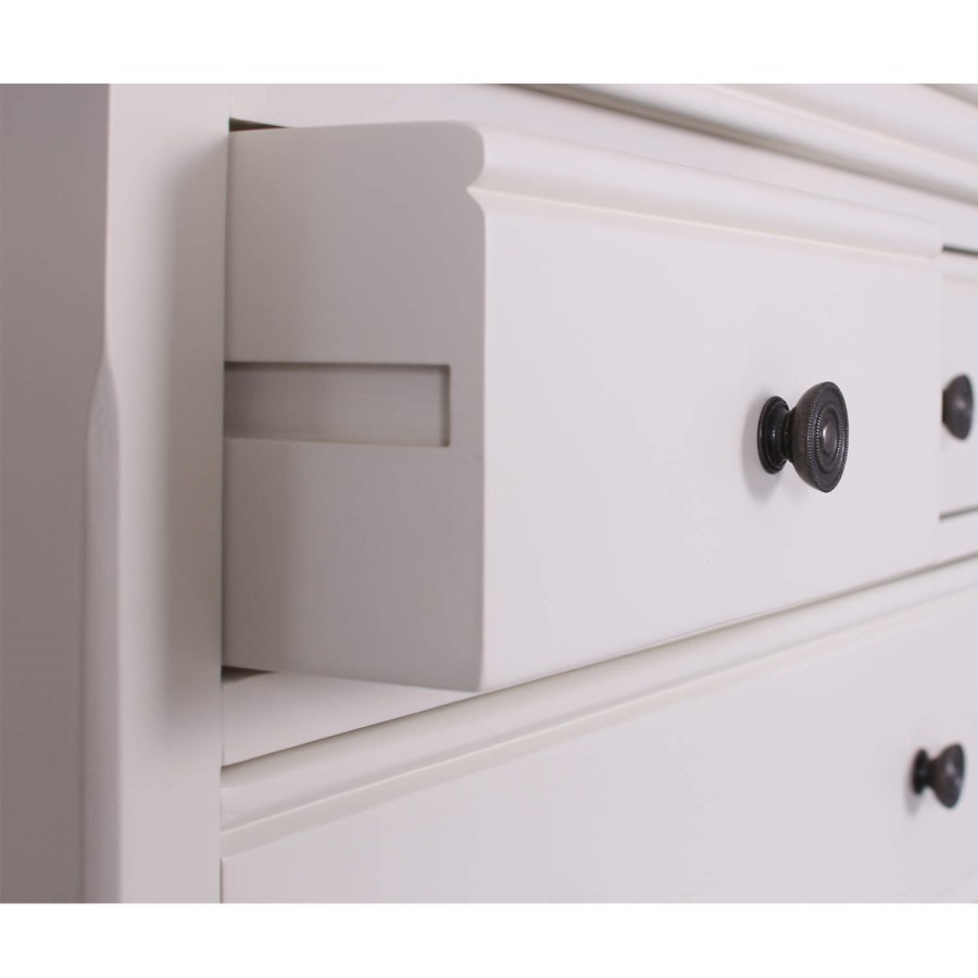 GRADE A2  - Savannah Solid Acacia Wood 3 Door 3 Drawer Wardrobe in Stone White