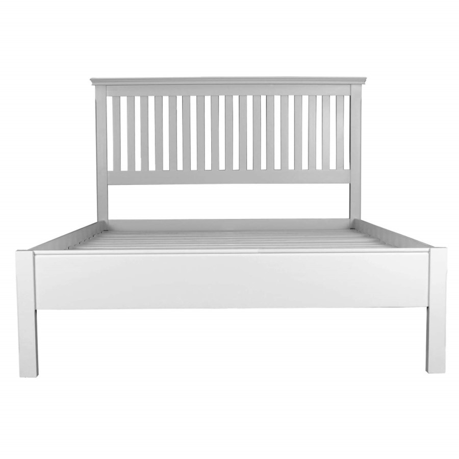 GRADE A1 - Savannah Solid Acacia Wood Double Bed in Stone White
