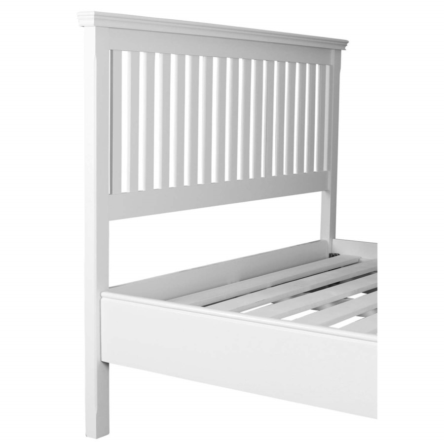 GRADE A1 - Savannah Solid Acacia Wood Double Bed in Stone White